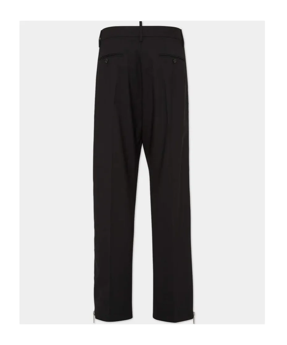 Zip-Detailed Straight-Leg Trousers