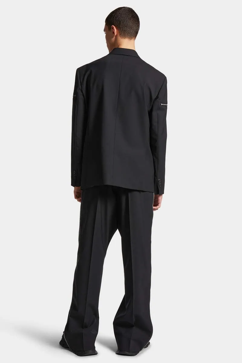 Zip-Detailed Straight-Leg Trousers