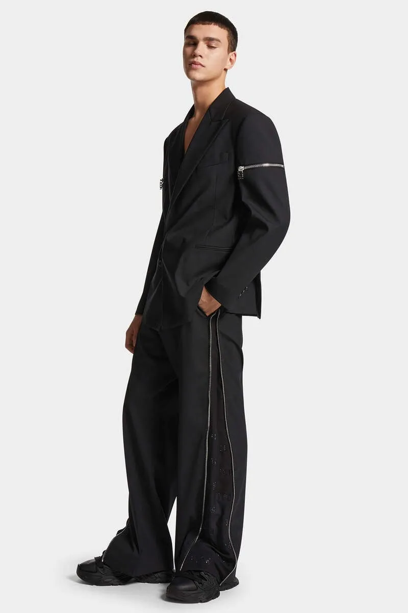 Zip-Detailed Straight-Leg Trousers