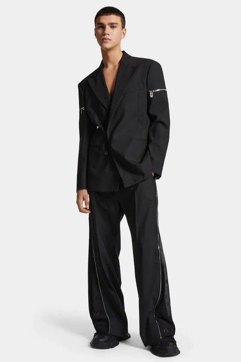 Zip-Detailed Straight-Leg Trousers