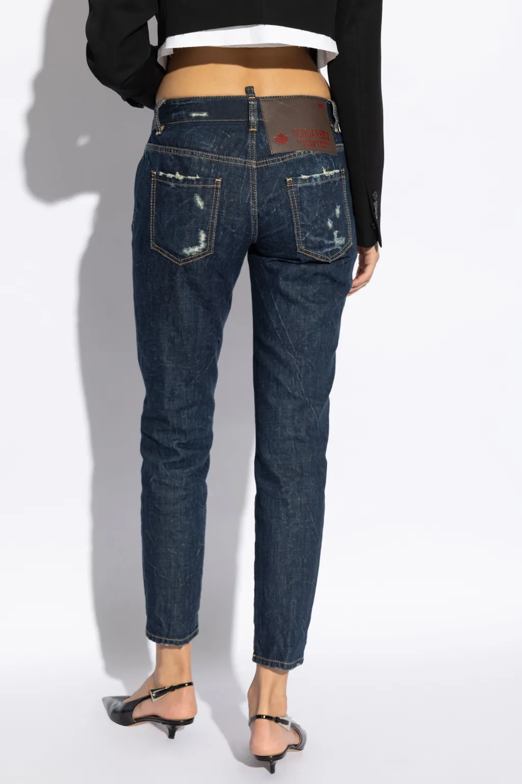 Dsquared2 Dark Crinkle Washed Medium Waist Jennifer Jeans