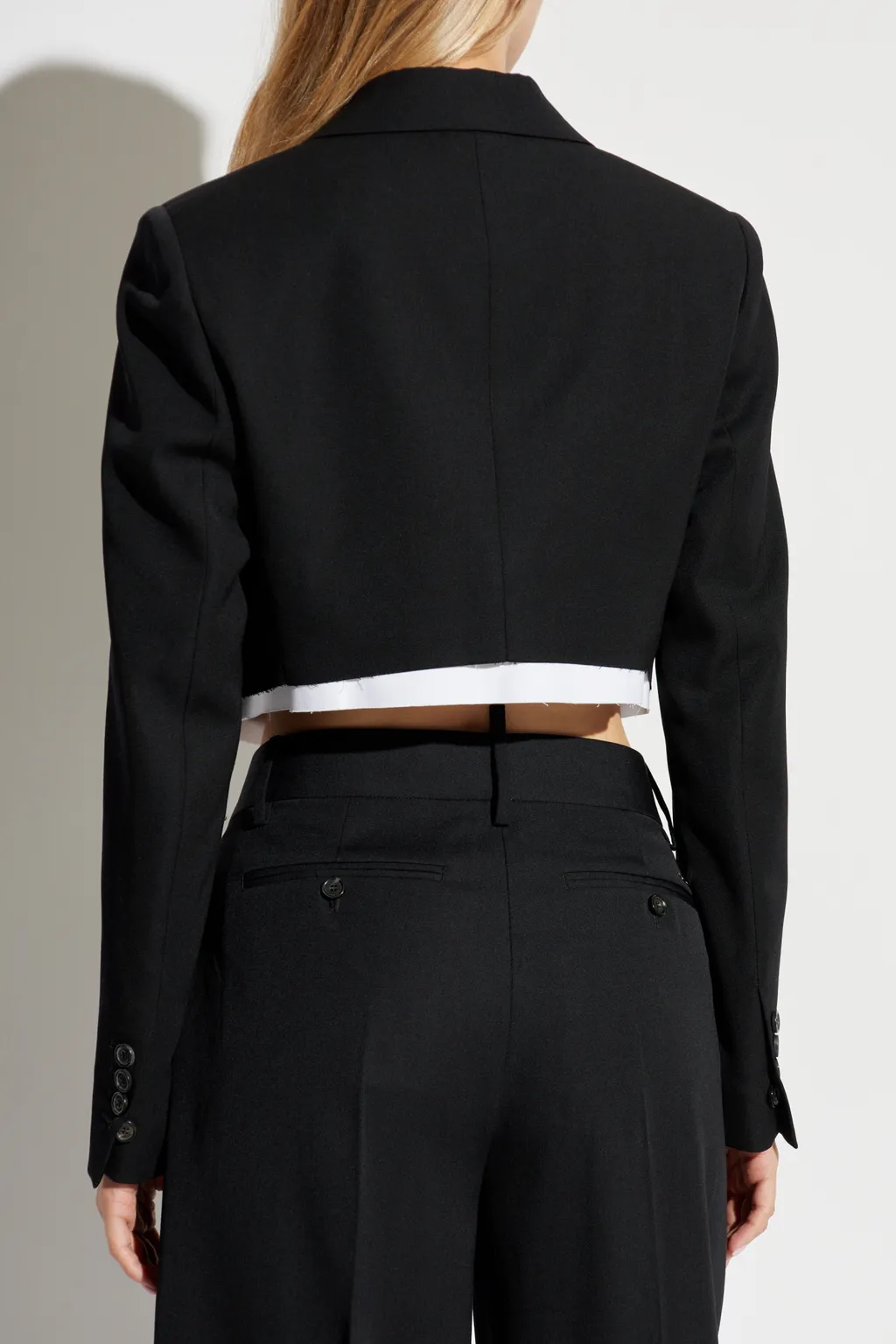 Single Breasted Raw-Edge Cropped Blazer