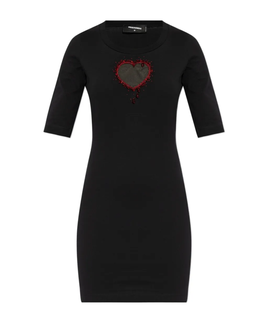 Cut-Out Embellished Jersey Dress
