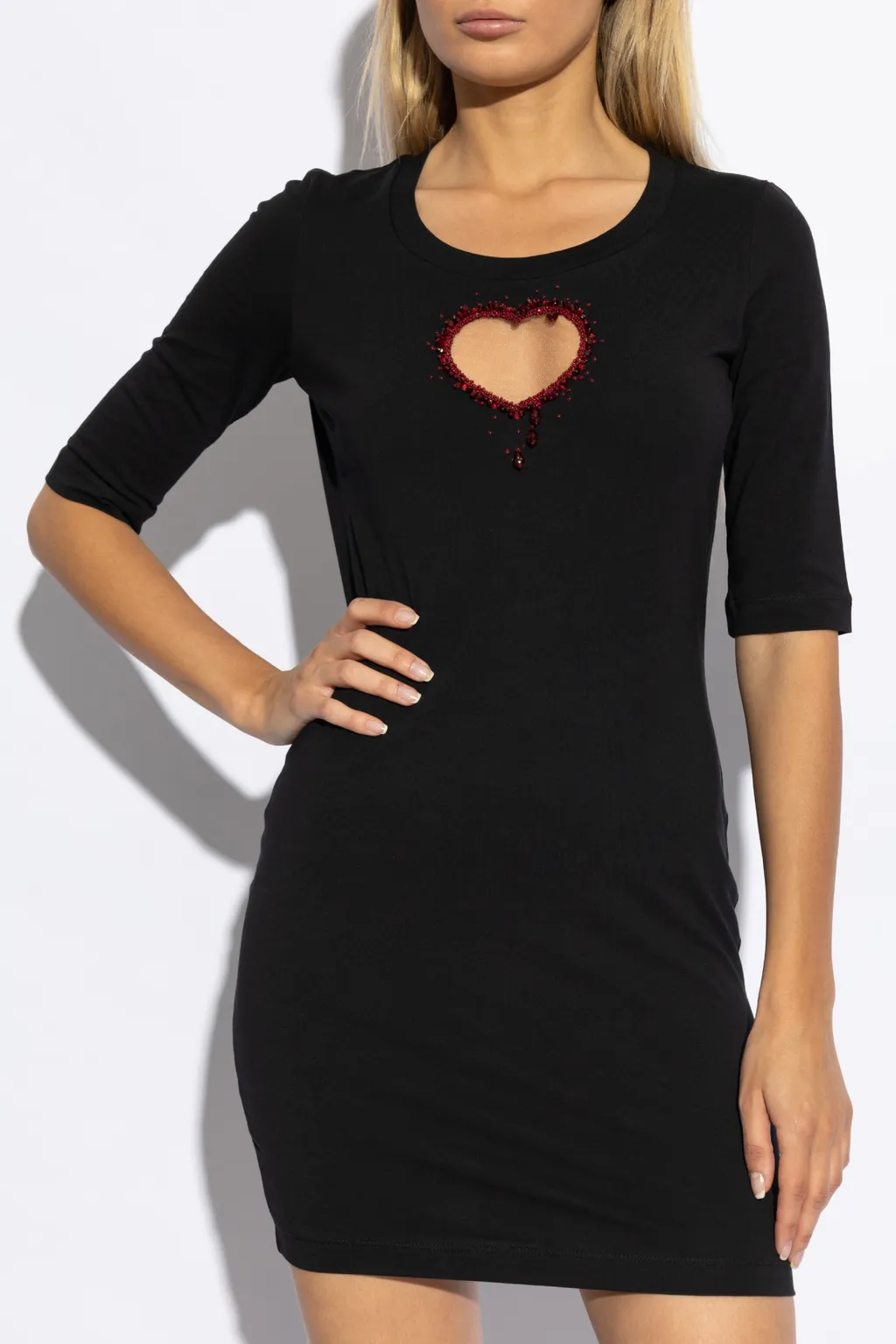 Cut-Out Embellished Jersey Dress