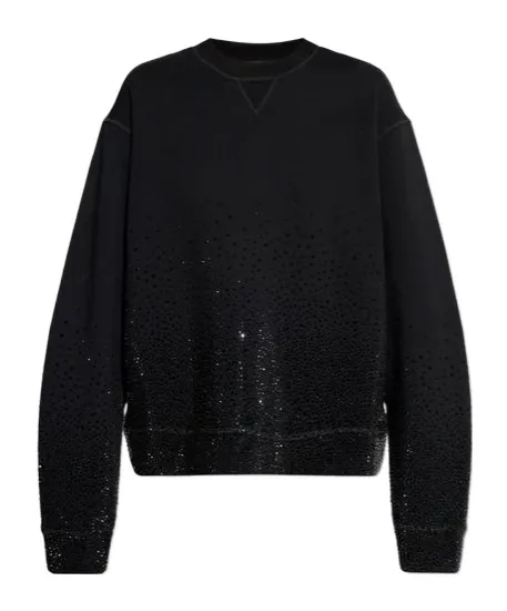 Rhinestone Embellished Crewneck Sweatshirt