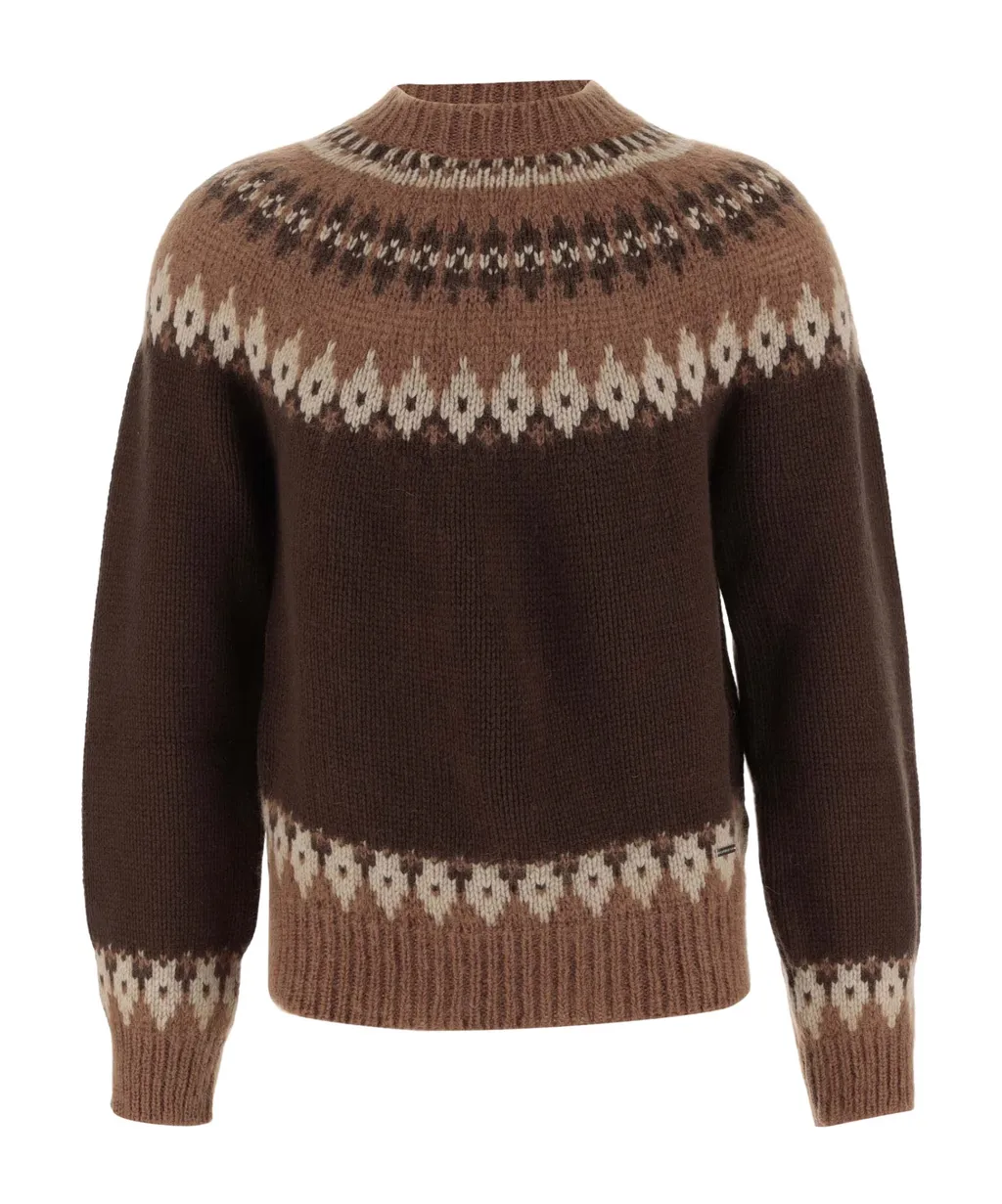 Pattern Intarsia-Knit Striped Jumper