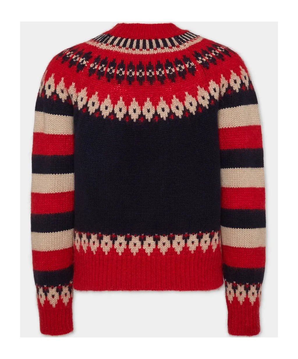 Pattern Intarsia-Knit Striped Jumper