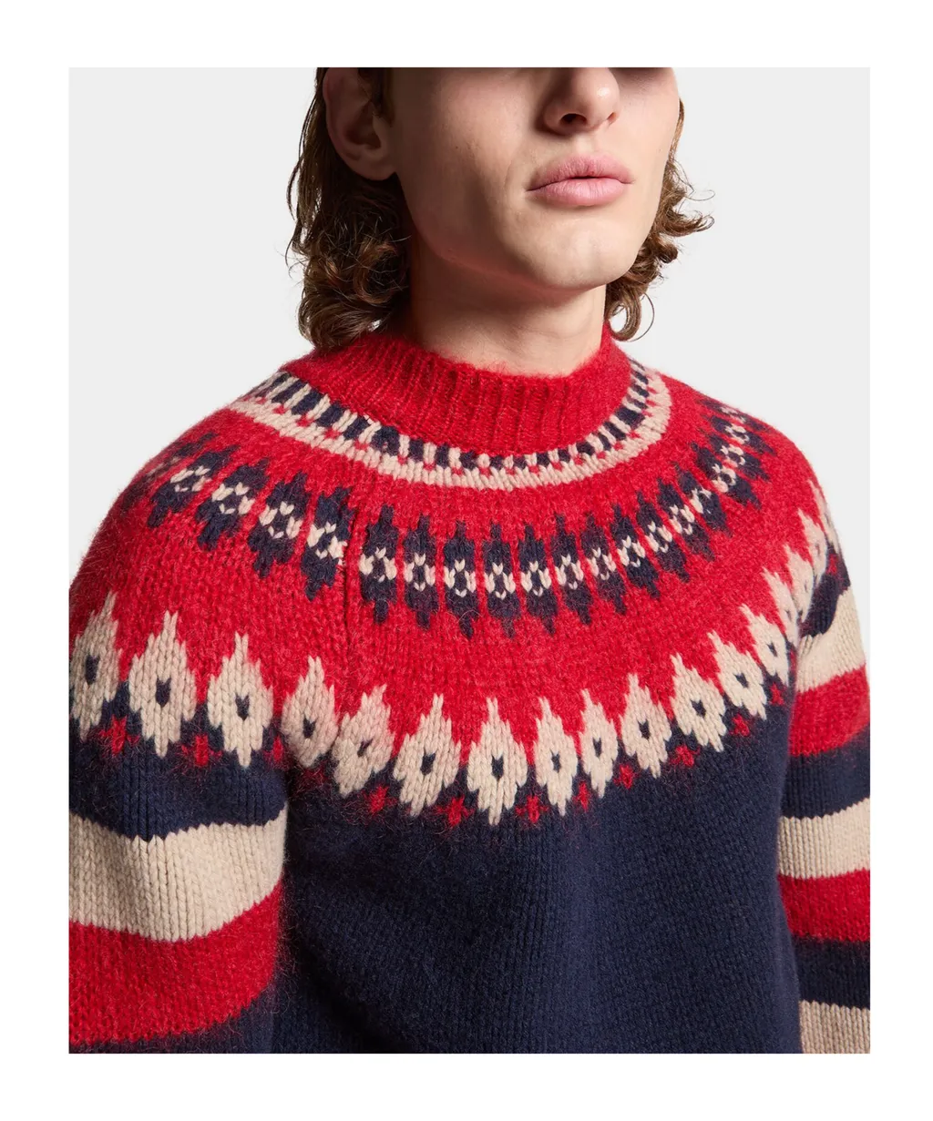 Pattern Intarsia-Knit Striped Jumper