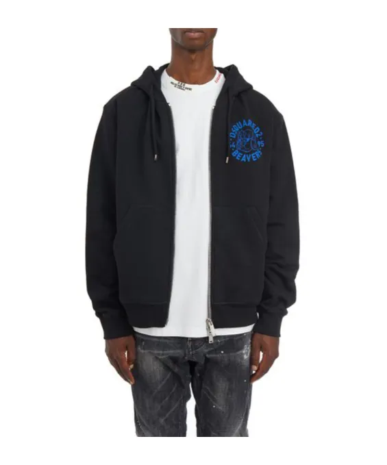 Logo Printed Zip-Up Hoodie