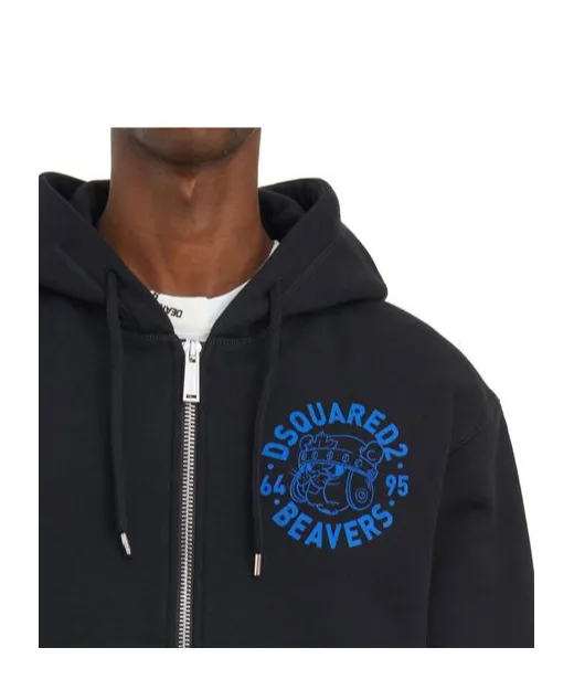 Logo Printed Zip-Up Hoodie