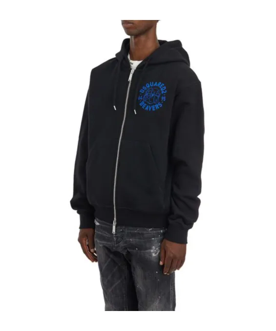 Logo Printed Zip-Up Hoodie