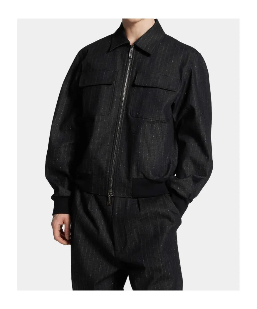 Denim Pinstripe Jacket