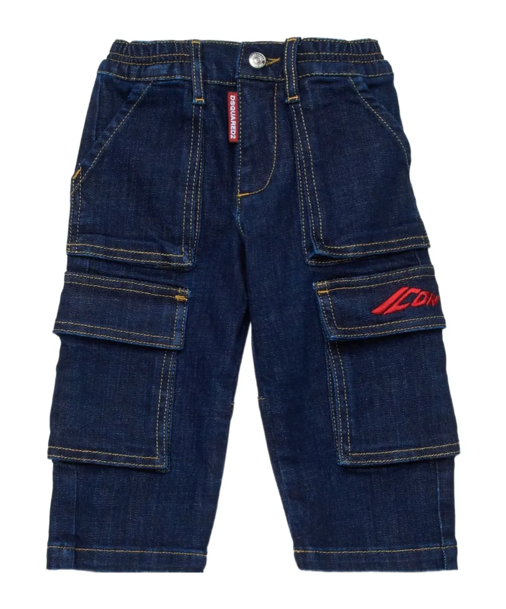 Logo-Embroidered Cargo Jeans