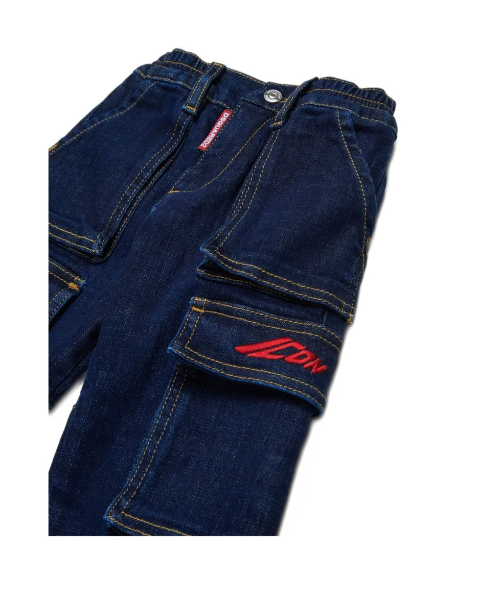Logo-Embroidered Cargo Jeans