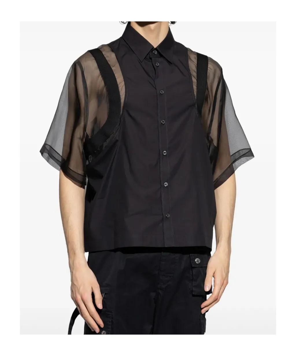 Sheer-Sleeved Buttoned Shirt
