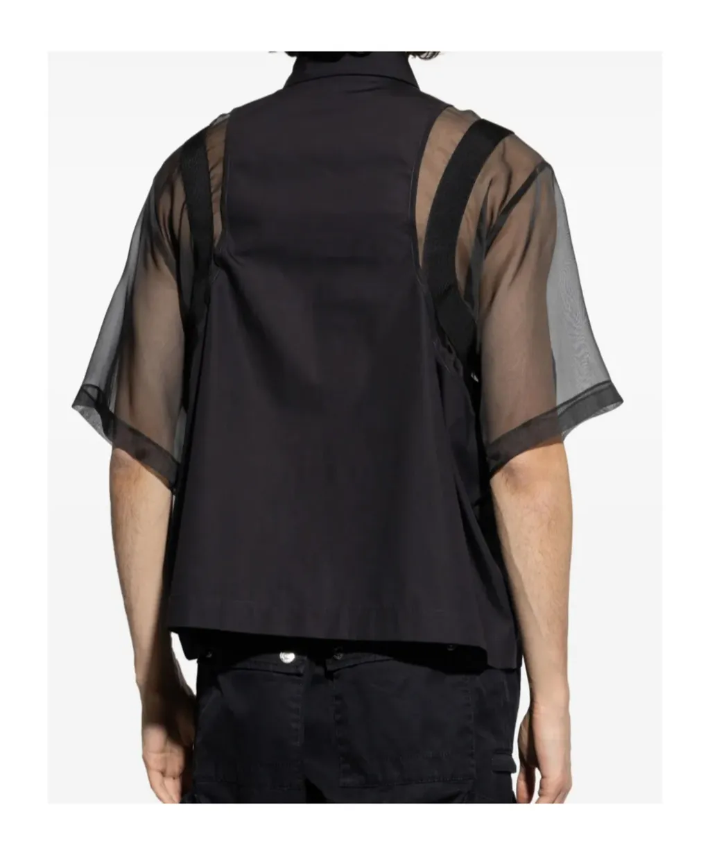 Sheer-Sleeved Buttoned Shirt
