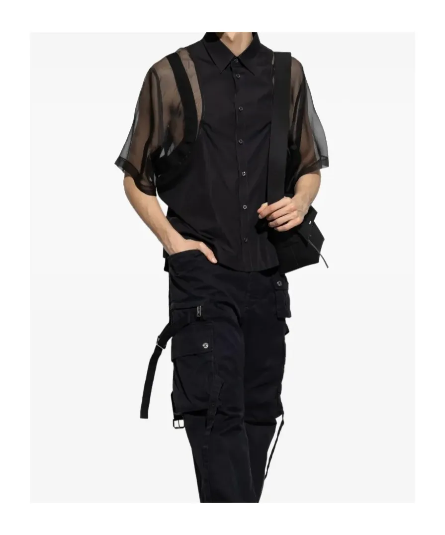 Sheer-Sleeved Buttoned Shirt