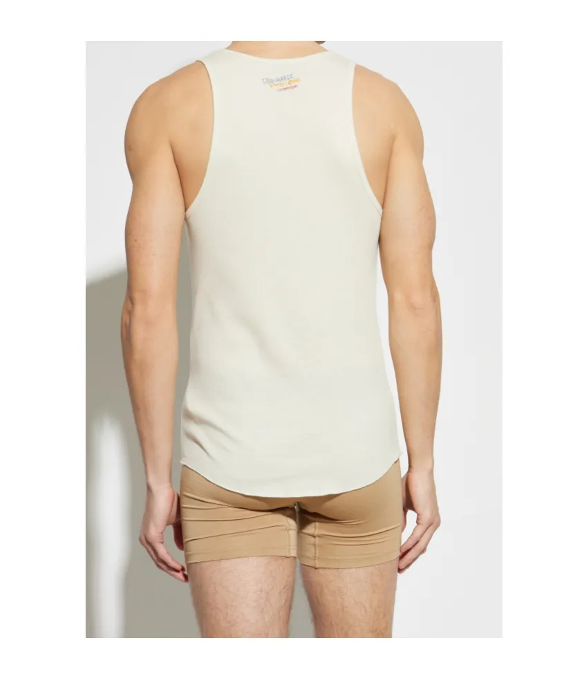 Sleeveless Crewneck Ribbed T-Shirt