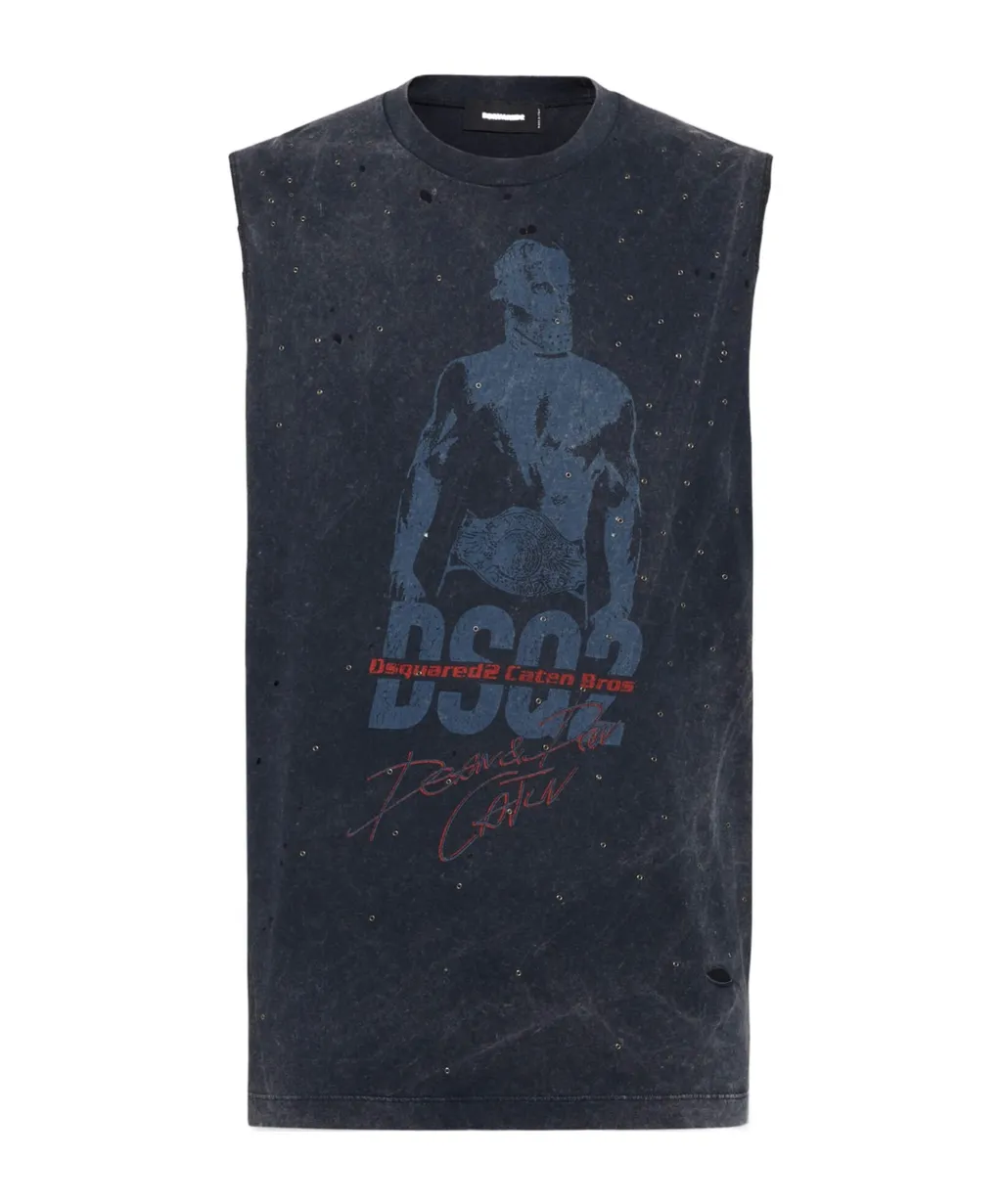 Logo Printed Sleeveless T-Shirt