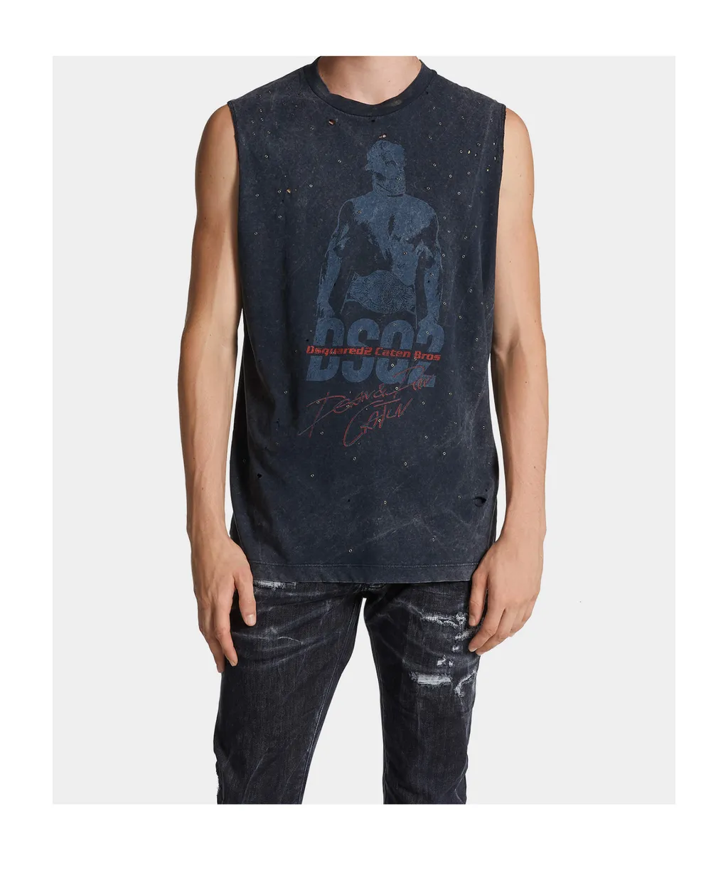 Logo Printed Sleeveless T-Shirt