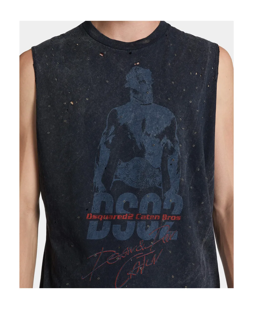 Logo Printed Sleeveless T-Shirt