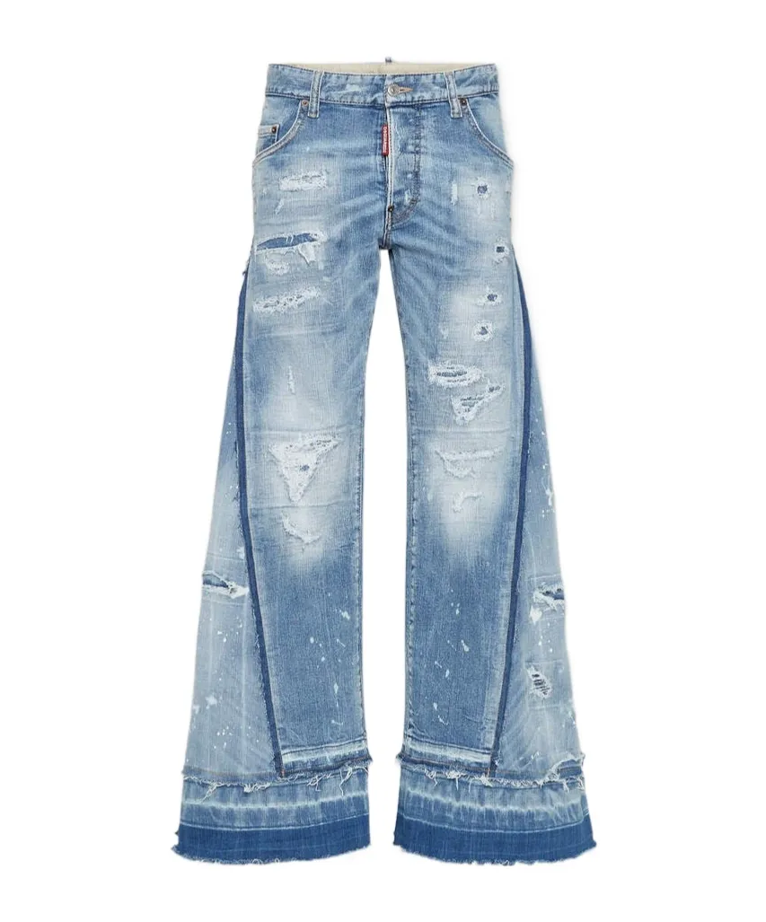 X Bettter Medium Mended Rips Wash Iced Mother Jeans