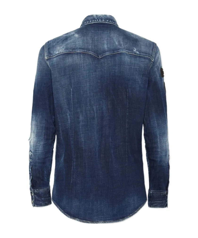 X Ducati Denim Fashion Distressed Western Shirt