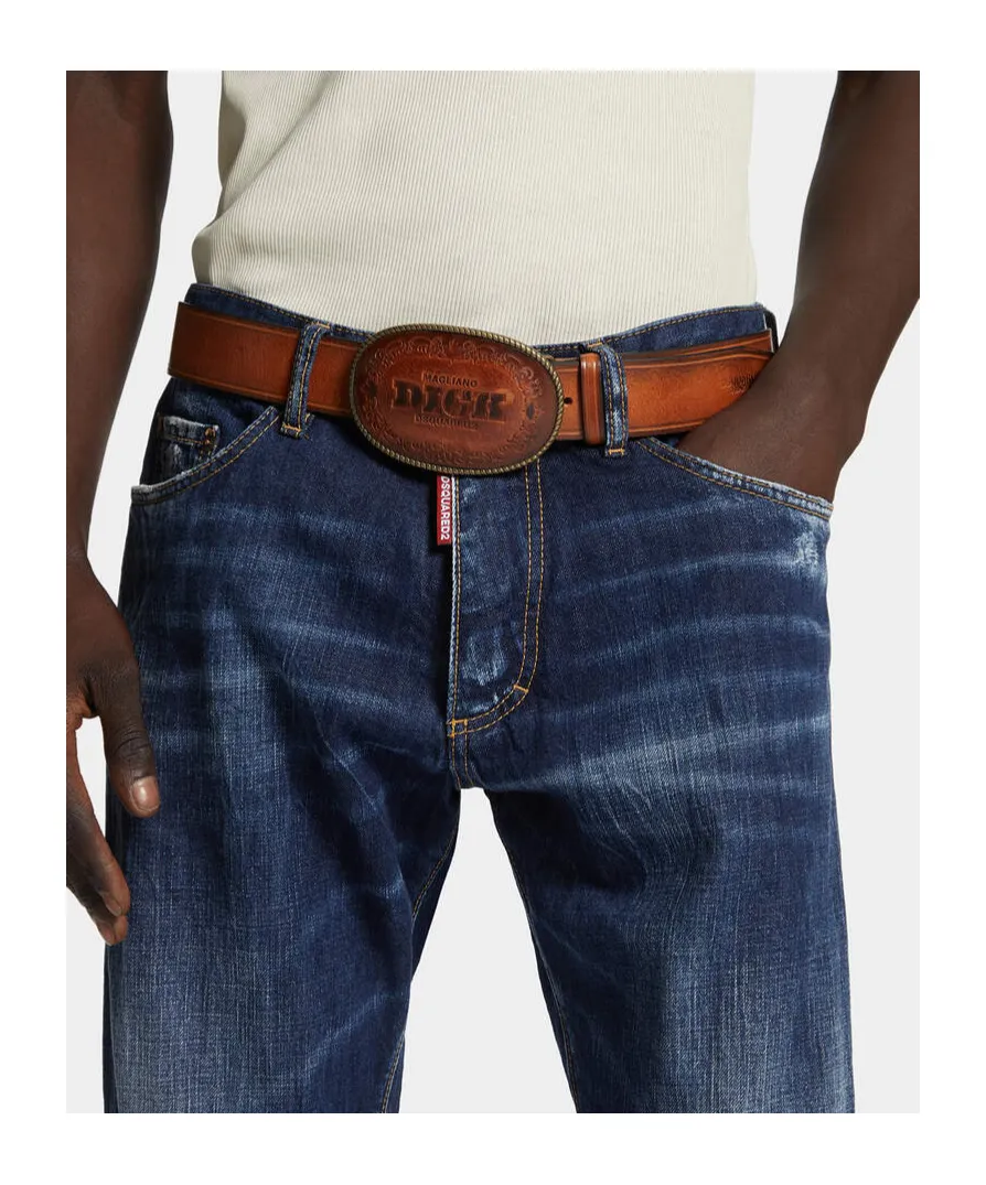 X Magliano Logo Embossed Buckle Belt