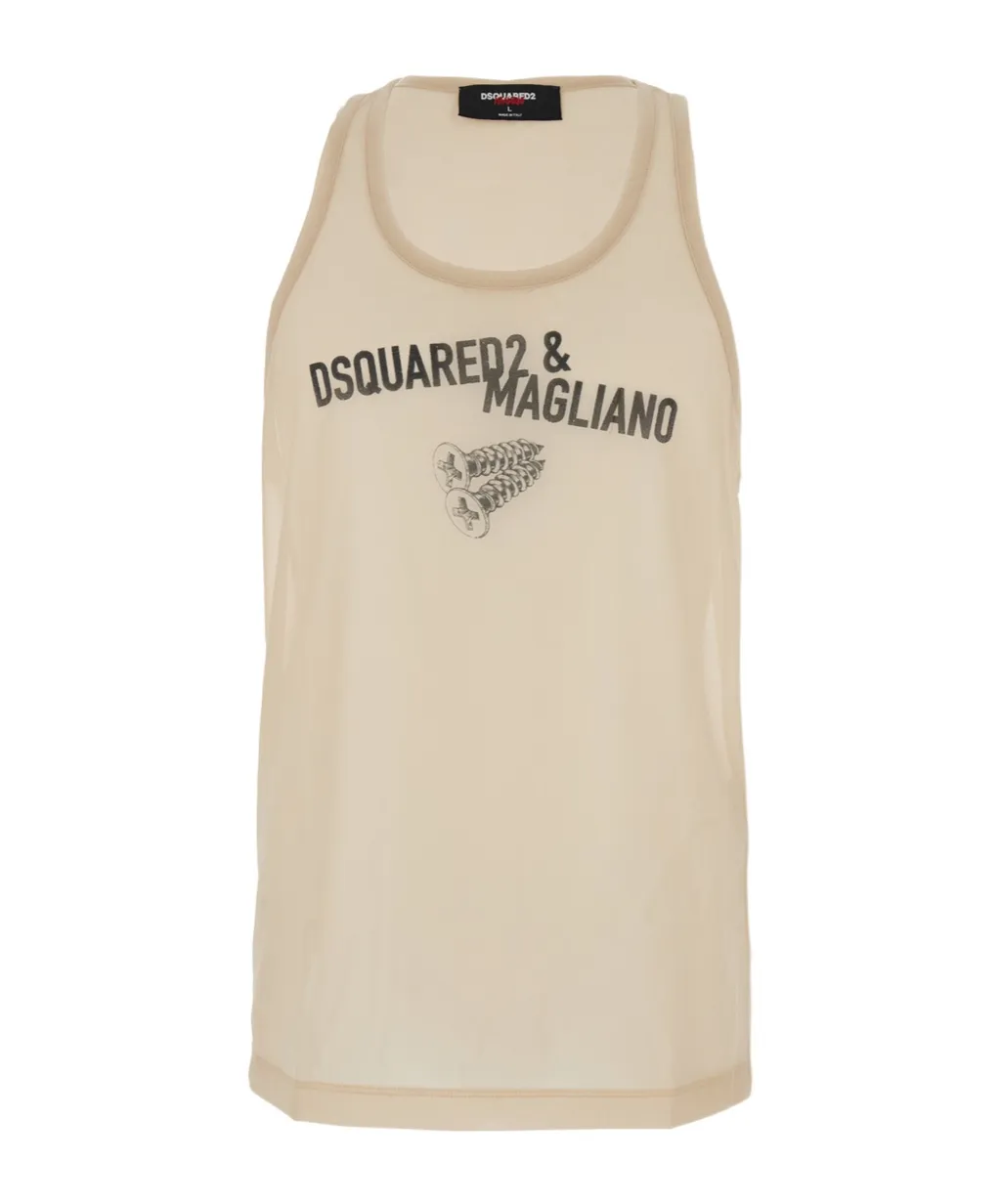 Logo Printed Sleeveless Top