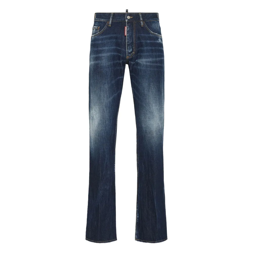 Logo-Patch Distressed Jeans