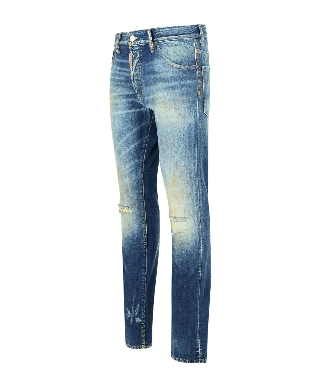 Straight Leg Slim Distressed Jeans