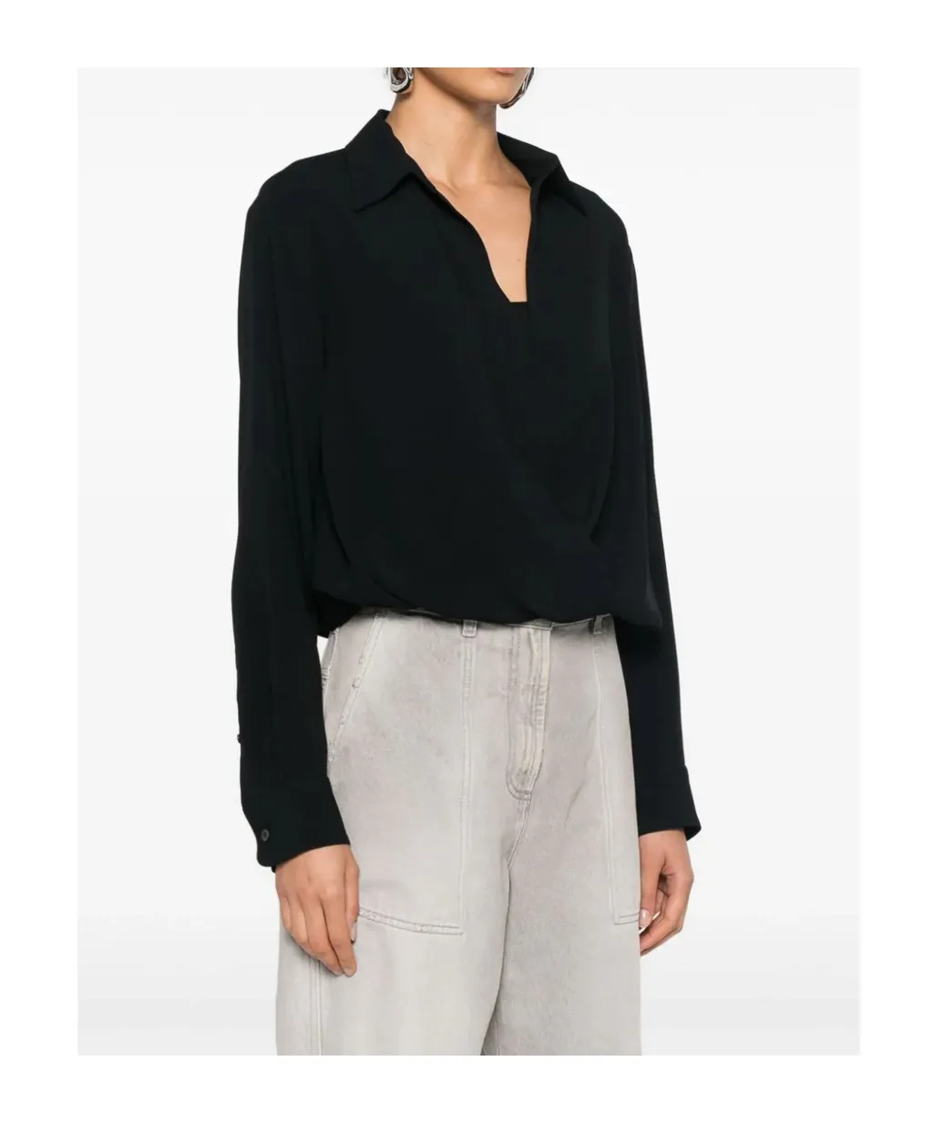 Long-Sleeved Wrap Blouse