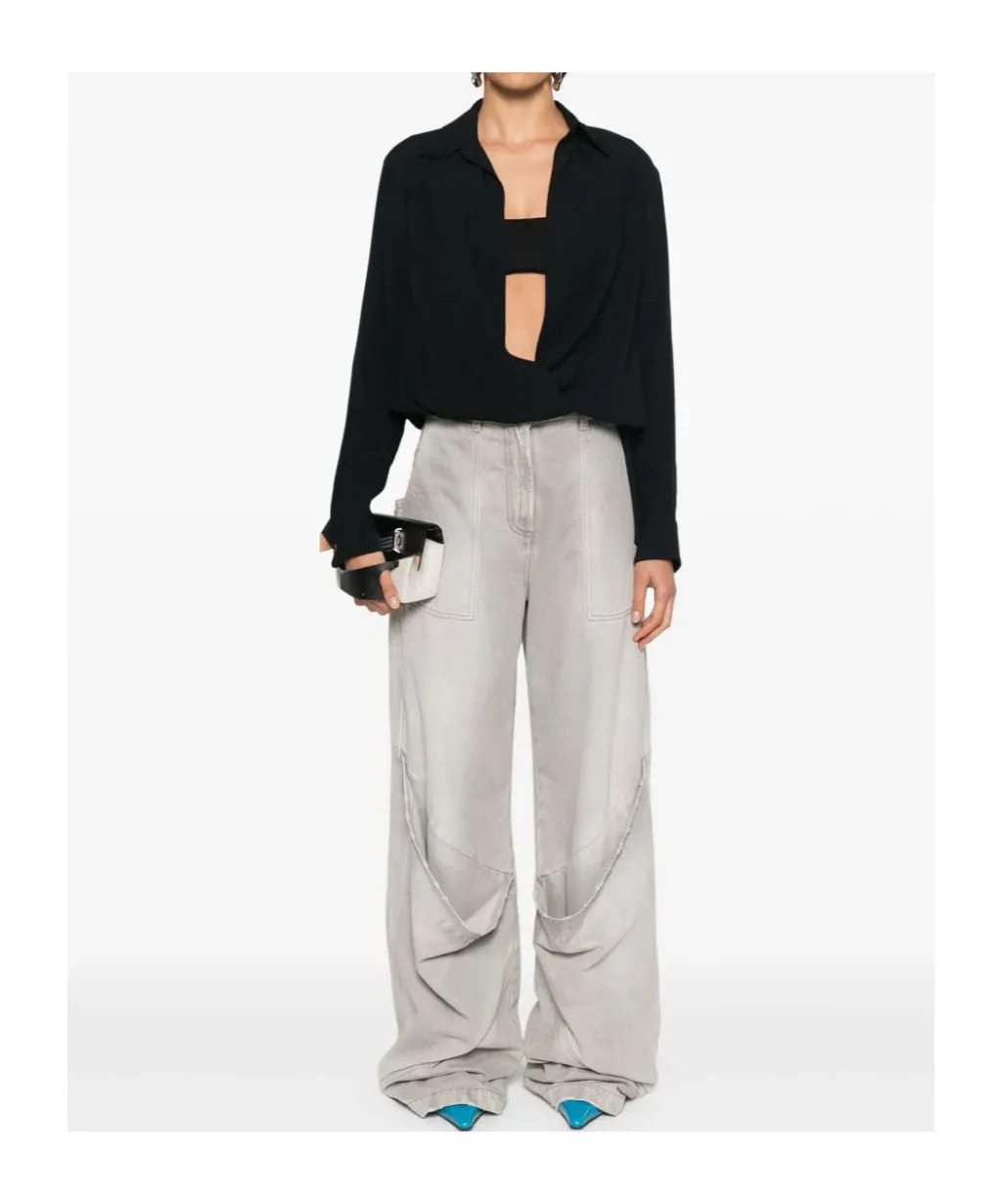 Long-Sleeved Wrap Blouse