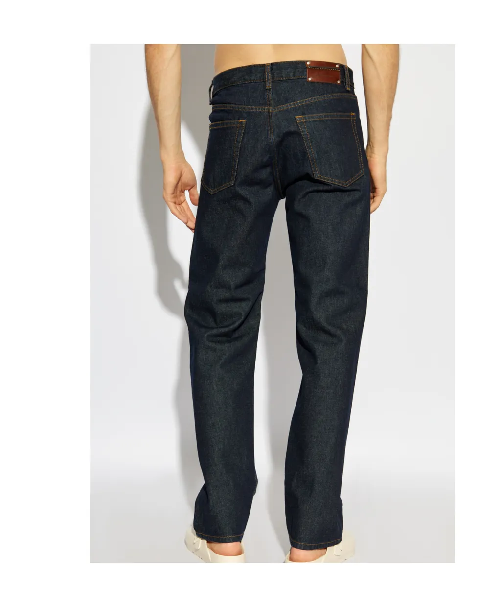 Logo Patch Straight Leg Jeans