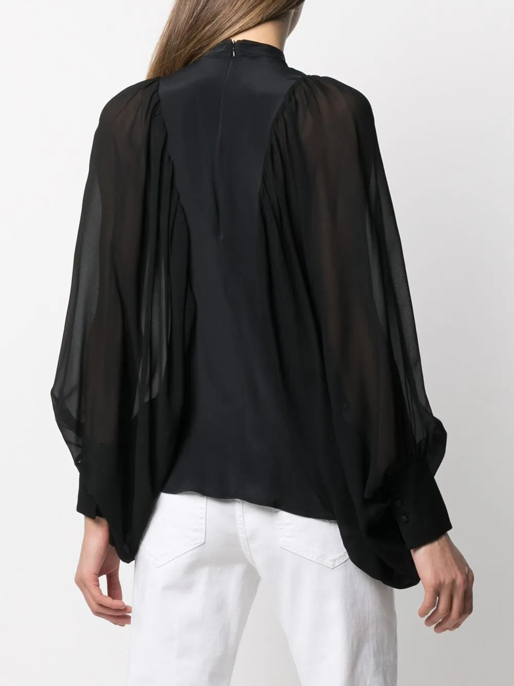 Sheer Bat Sleeve Blouse