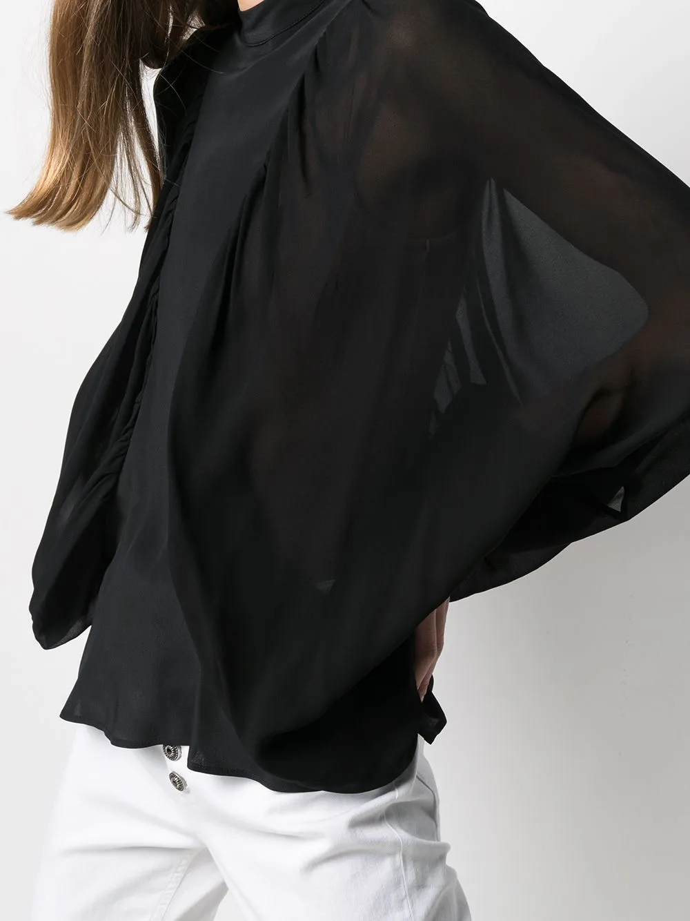 Sheer Bat Sleeve Blouse