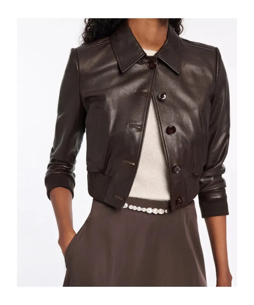 Classic-Collar Leather Jacket