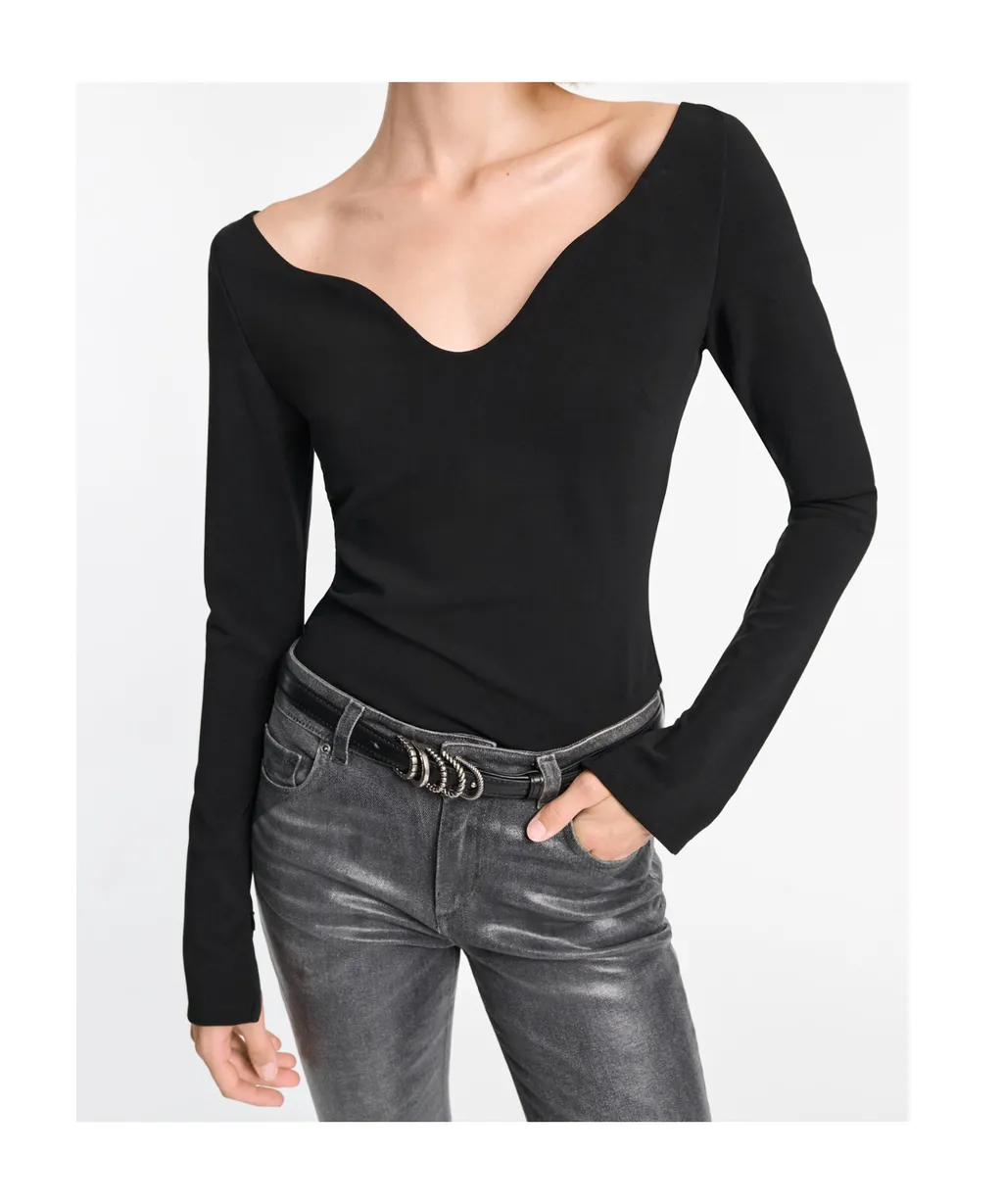 Structured V-Neck Top