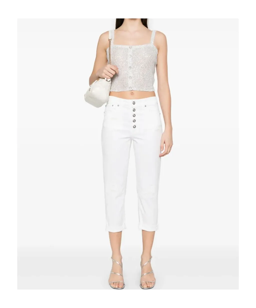 Single-Breasted Button-Up Denim Trousers