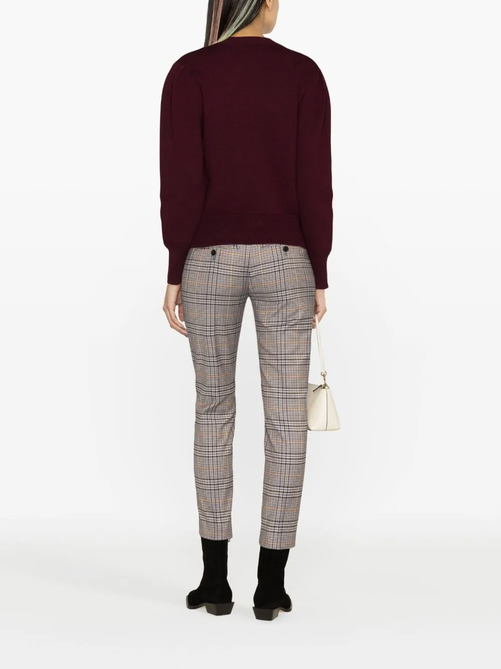 Check-Print Slim Cropped Trousers