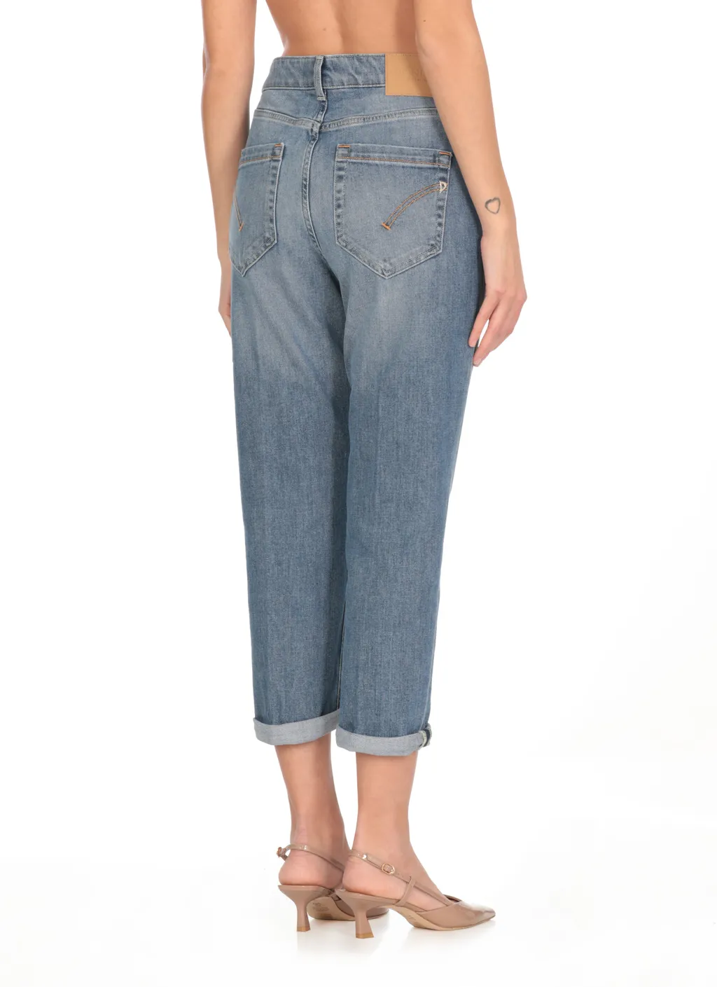 Jewel Button Straight-Leg Jeans
