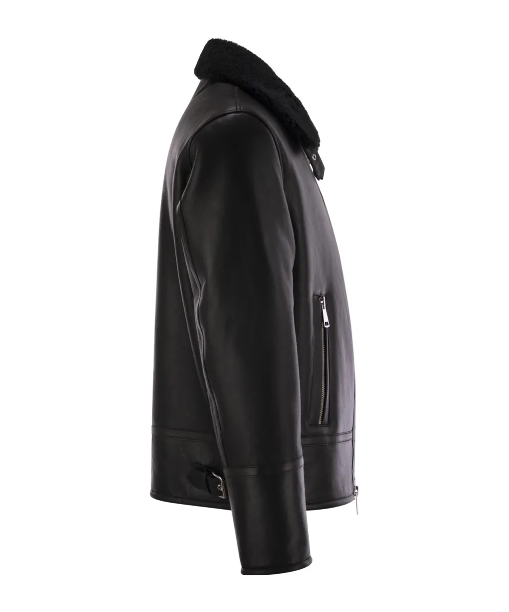 Shearling Buckled-Collar Jacket
