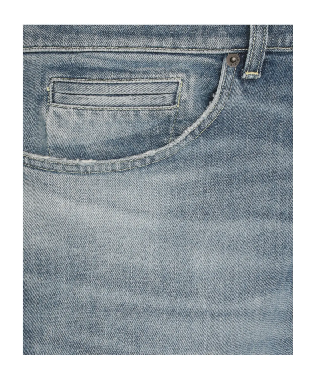 Faded Ruffle Denim Trousers