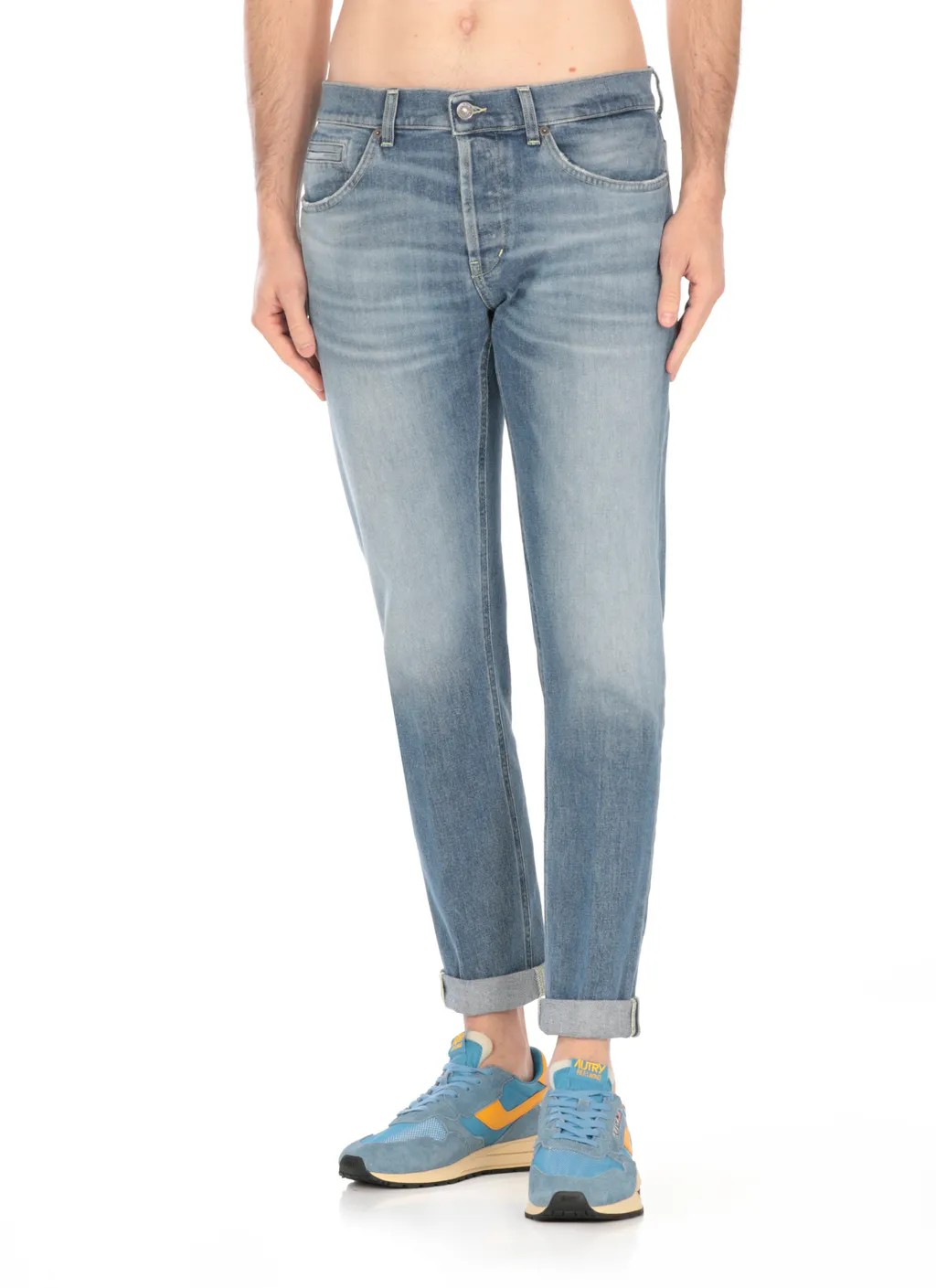 Faded Ruffle Denim Trousers
