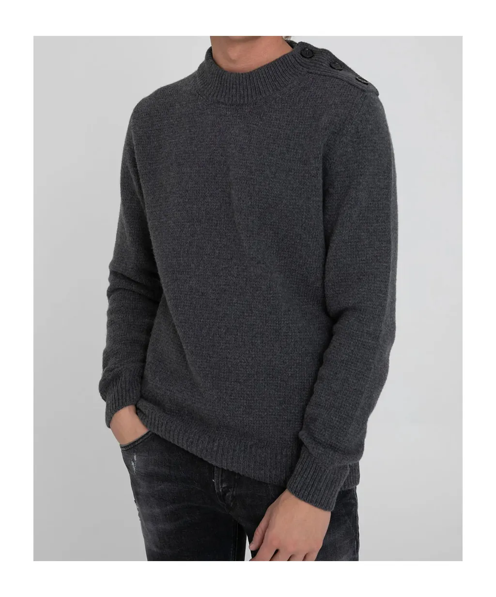 Stand Collar Wool Knitted Sweater