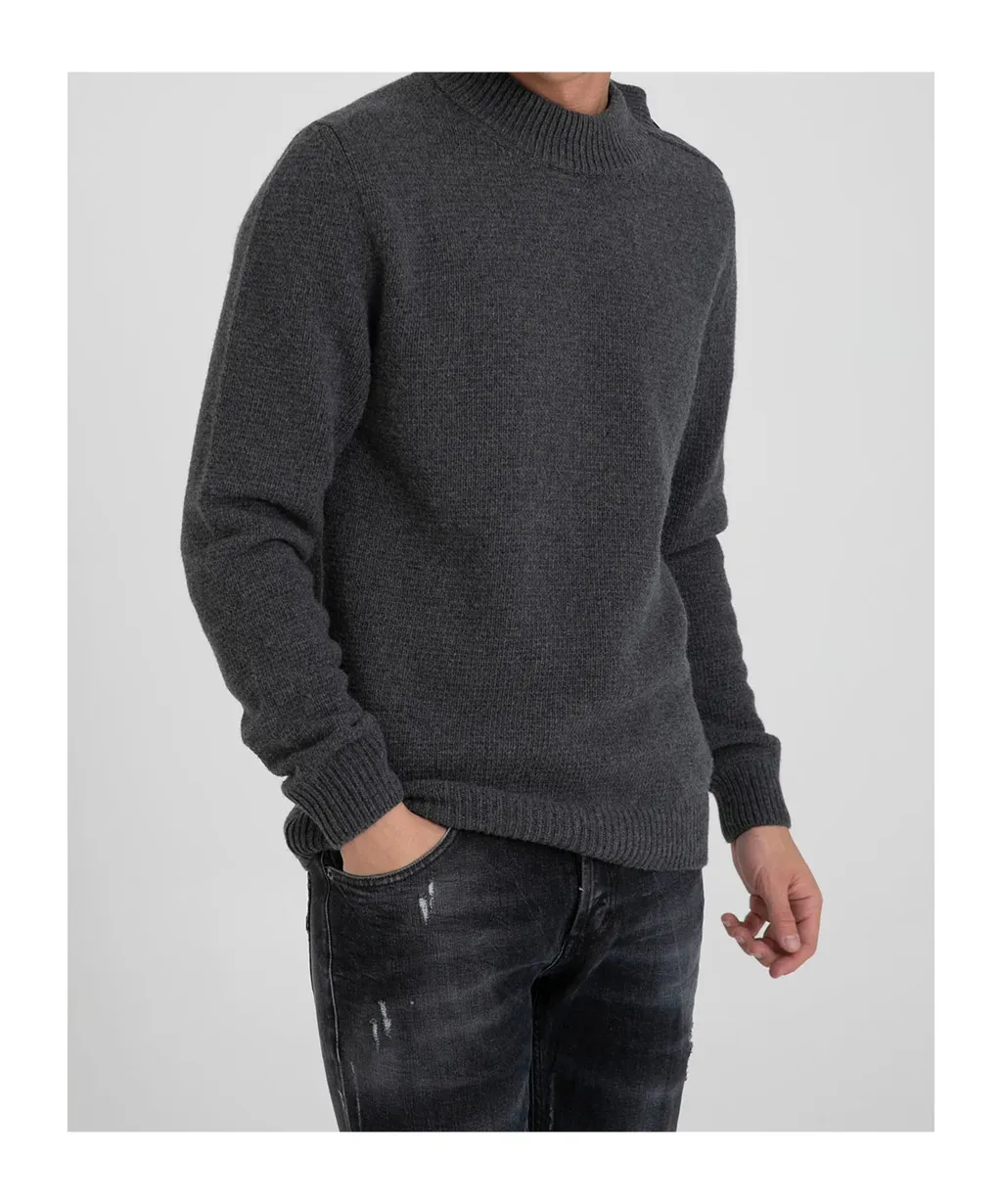 Stand Collar Wool Knitted Sweater