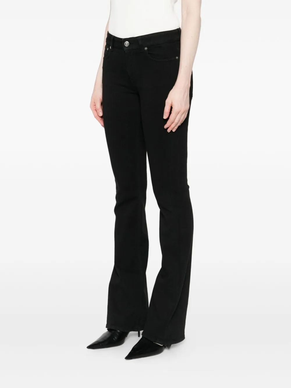 Button-Fly Flared Jeans