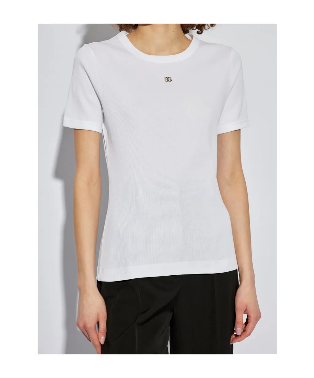 Logo Plaque Ribbed T-Shirt