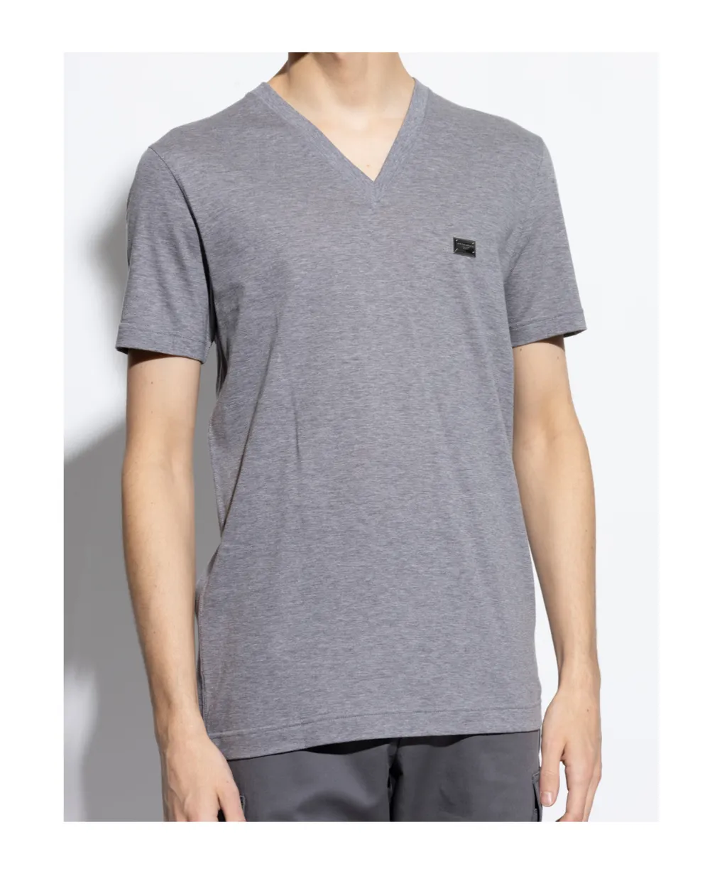 Logo Plaque V-Neck T-Shirt