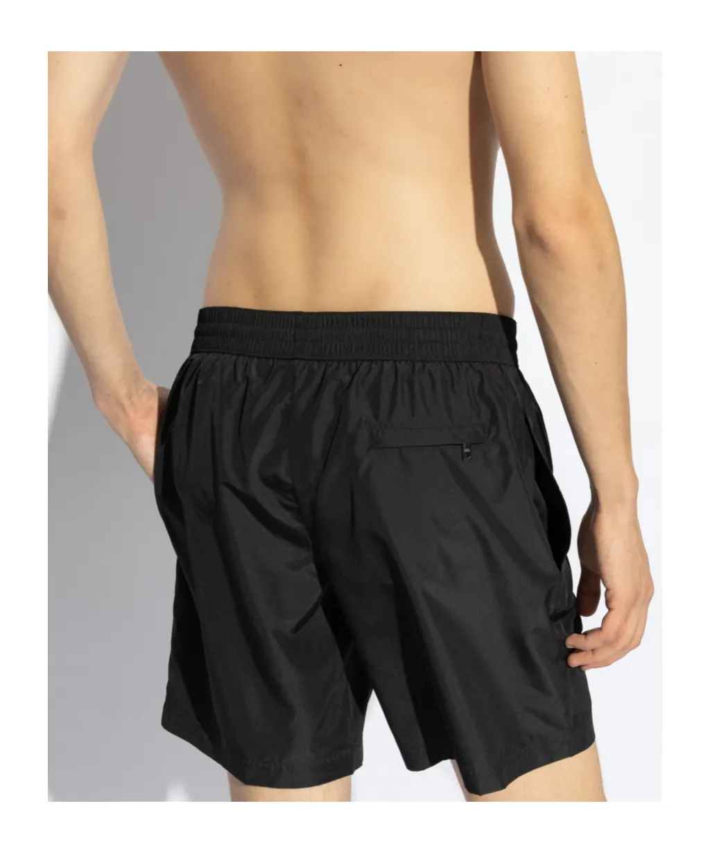 Logo Plaque Elastic Waist Swim Shorts